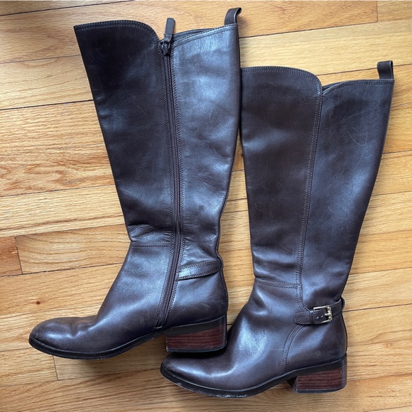 Cole Haan Grand.OS Brown Leather Knee High Riding Boots 8B